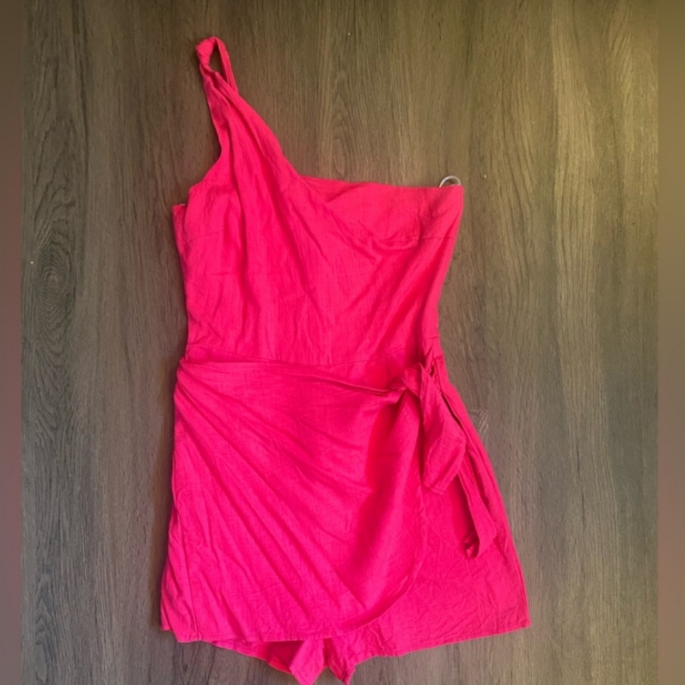 HOT Pink faux wrap romper. Barbie